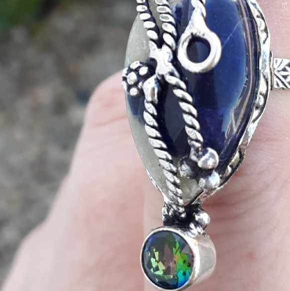 New Sodalite & Mystic Topaz 925 Silver Ring. - Picture 7 of 10